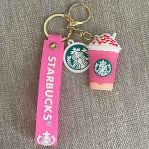 NEW Starbucks Coffee Keychain with Charms + Strap | Pink Drink